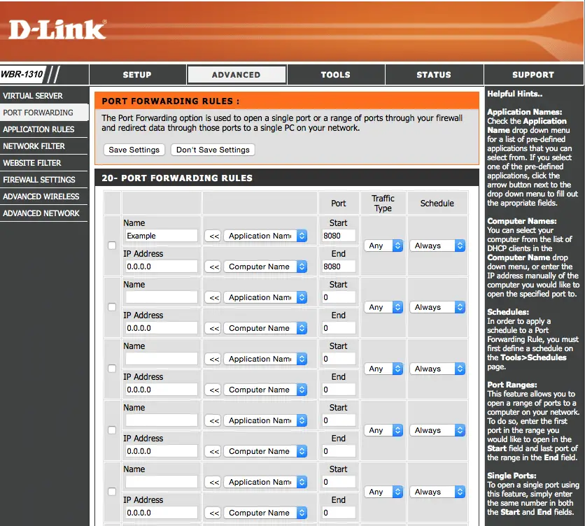 dlink port forward