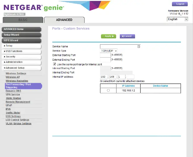 netgear port forward