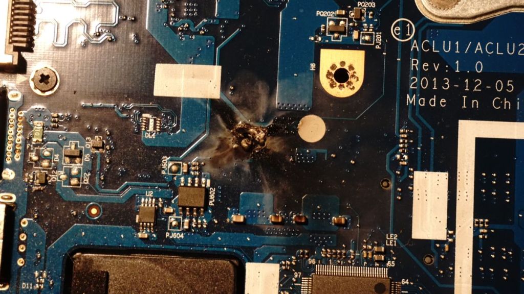 motherboard short circuit damage